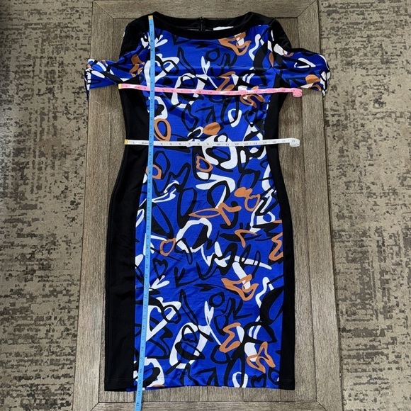 Joseph Ribkoff Contrast Inset Dress Royal Sapphire Multi - Picture 12 of 14